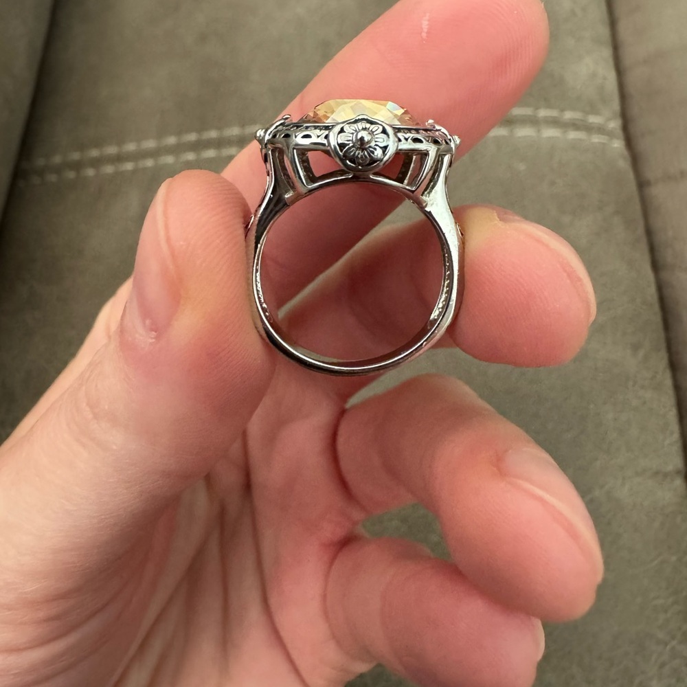 Sterling Silver 925 Simulated Yellow Diamond Ring - Picture 6 of 13